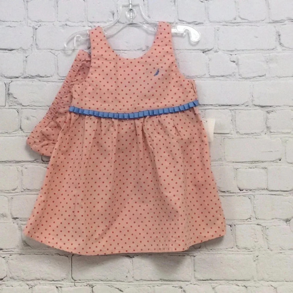 Nautica 2Pc Pink Polka Dot Summer Dress size 12M - Picture 3 of 8